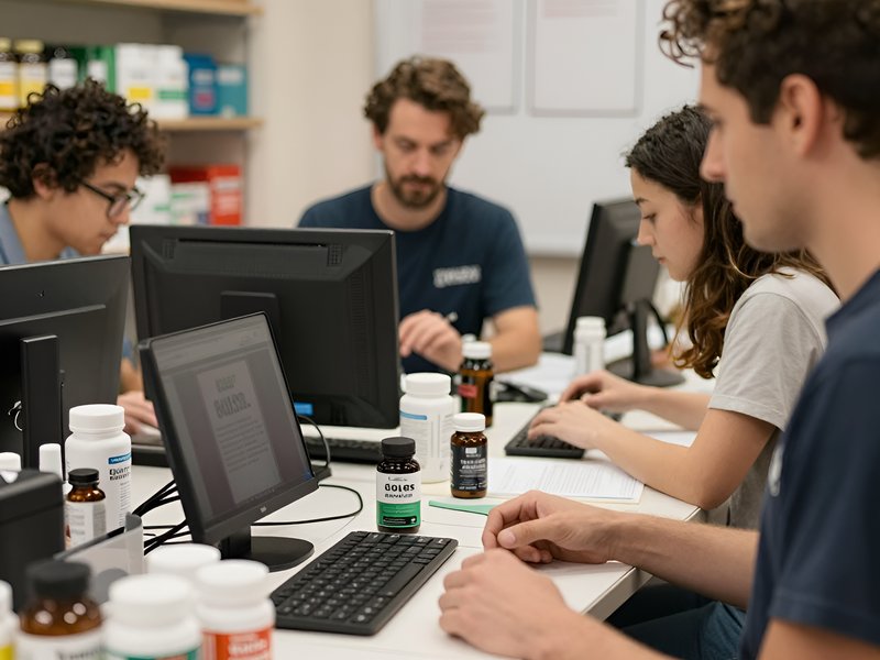 Команда специалистов Баобад Мама работает над созданием премиальных веганских биодобавок в светлой лаборатории